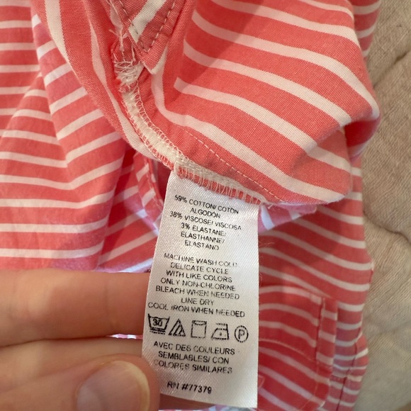 ANN TAYLOR Pink and White Stripe Oversized Button Down Shirt - Picture 5 of 5